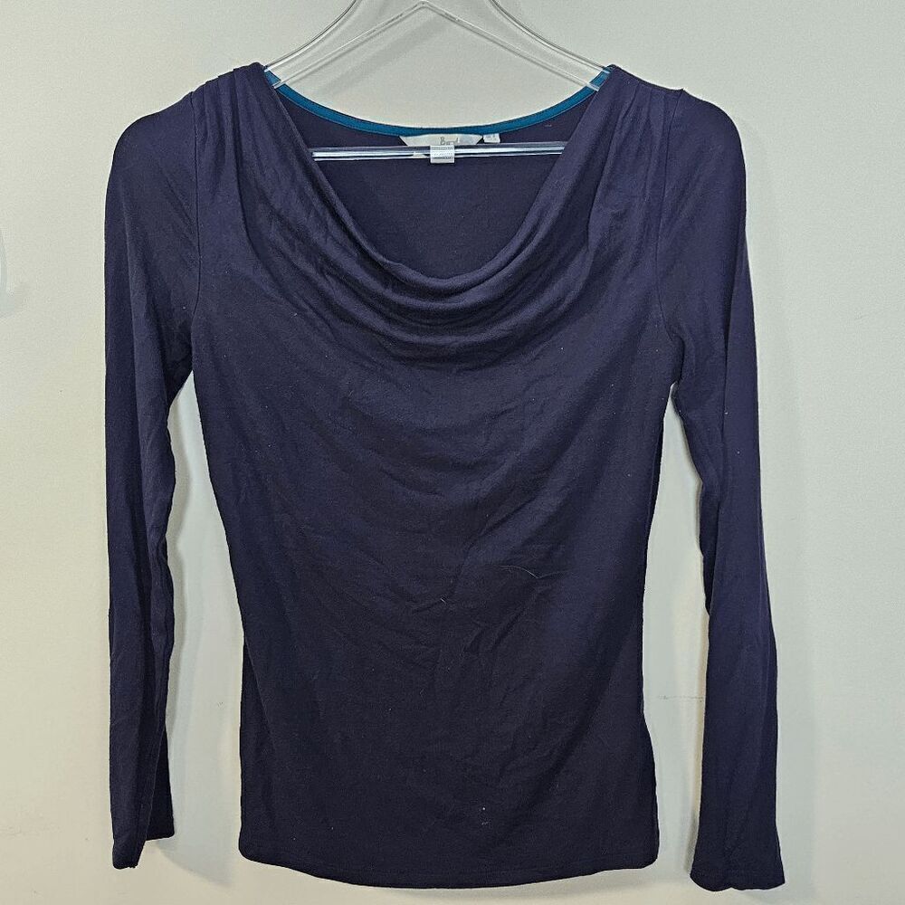 Boden Kitty Cowl Neck Long Sleeve Stretch Viscose Shirt Womens Blue Purple J0068